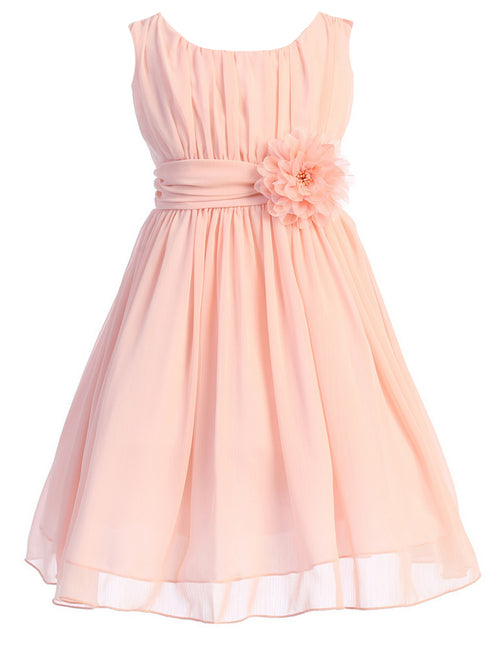 Girls Flower Waist Chiffon Flower Girl Dress 2-14 - SophiasStyle.com